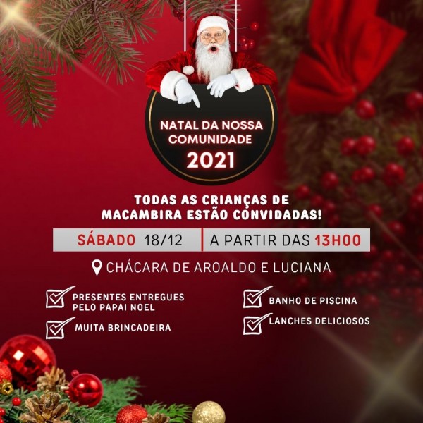 MACAMBIRA: Natal da Comunidade acontecerá no próximo sábado, 18 | 93  Notícias
