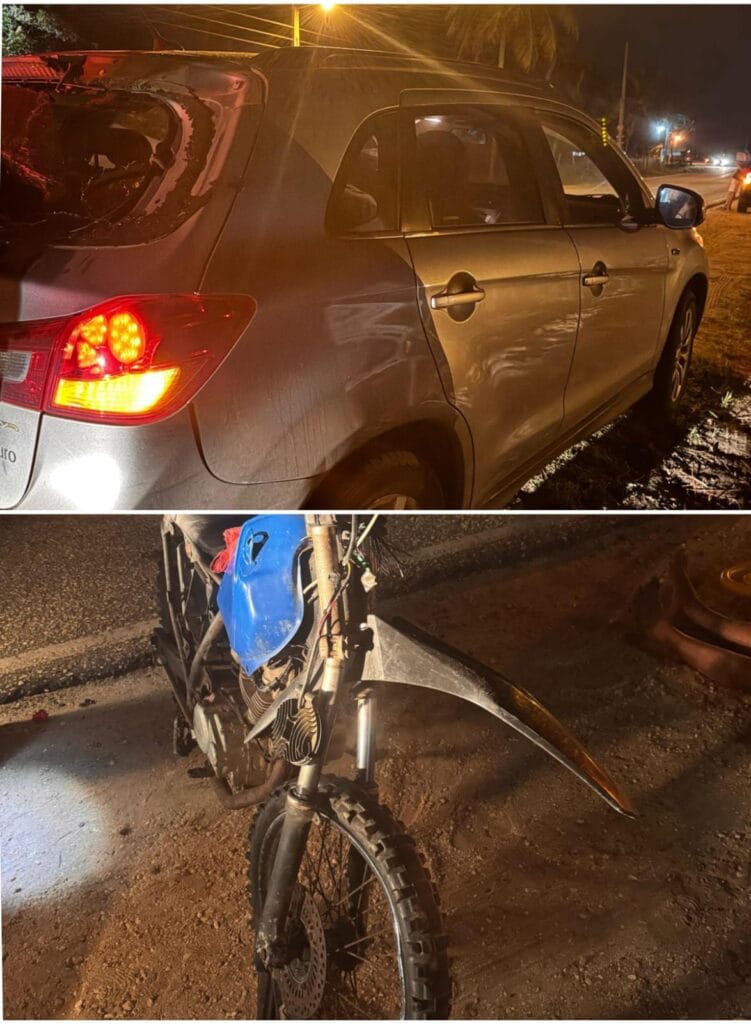 Colisão entre motocicleta e carro deixa motociclista ferido na SE-100