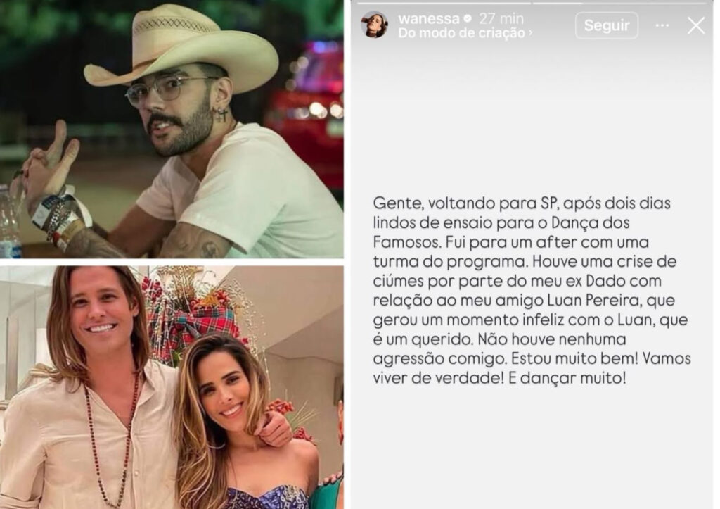 Wanessa Camargo nega agressão de Dado Dolabella, mas admite episódio de ciúmes