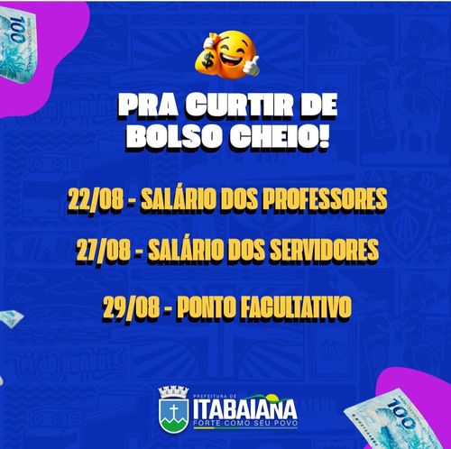 Ponto facultativo e salários antecipados em Itabaiana para as festas de aniversário
