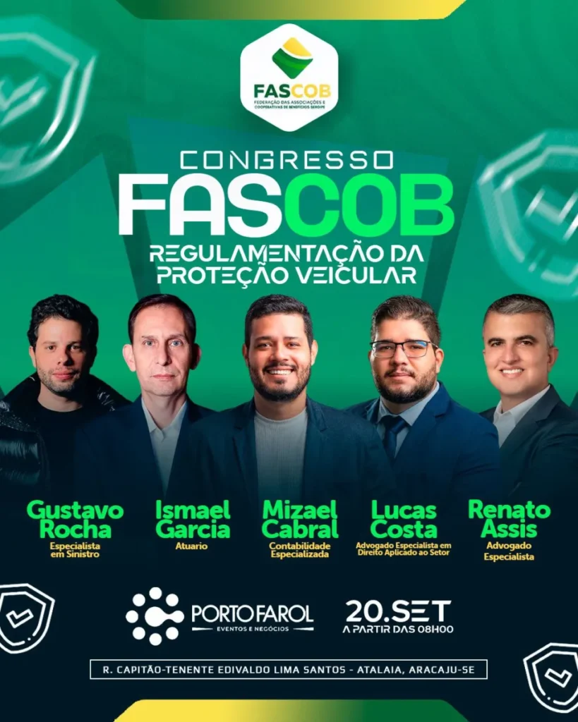 Aracaju recebe Congresso FASCOB sobre regulamentação da proteção veicular em 20 de setembro