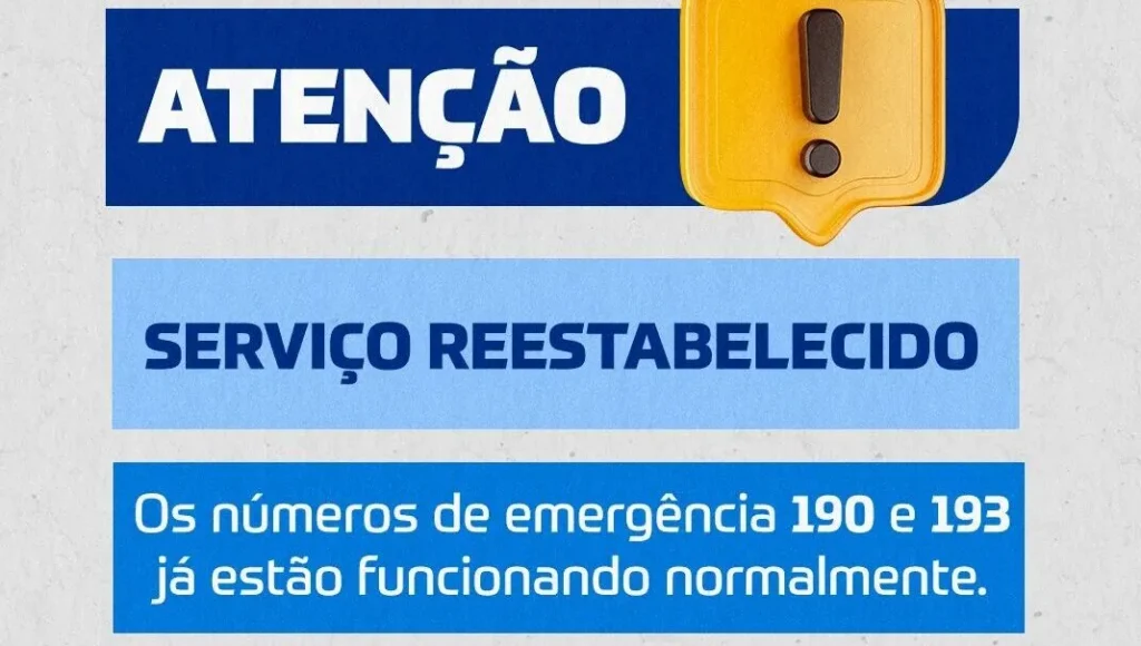 Linhas de emergência 190 e 193 voltam a operar normalmente em Sergipe