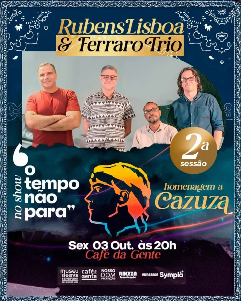 Show “O Tempo Não Para” reúne Rubens Lisboa e Ferraro Trio em tributo a Cazuza