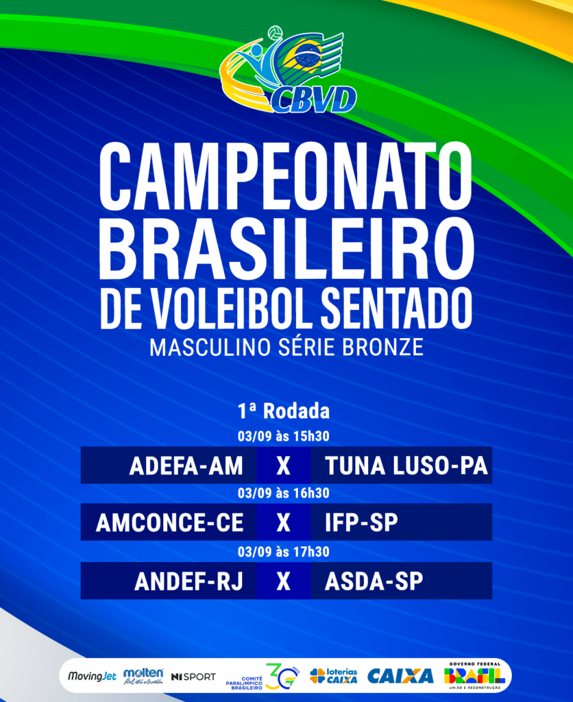 CBVD divulga tabela do Campeonato Brasileiro de Vôlei Sentado Masculino Série Bronze