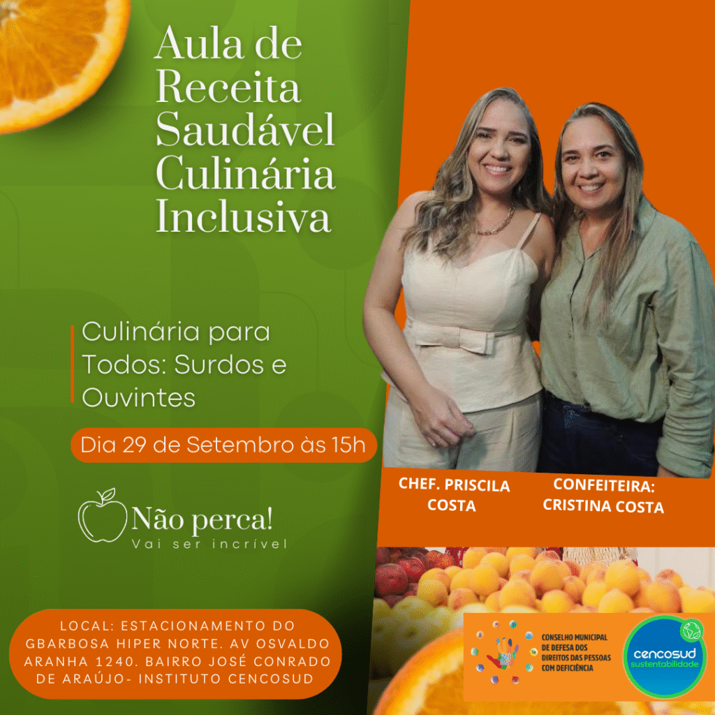 Instituto Cencosud terá aula de culinária saudável e inclusiva
