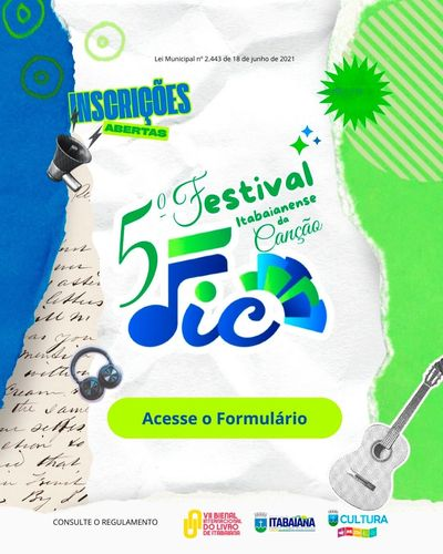 Inscrições abertas para o 5º Festival Itabaianense da canção (FIC)