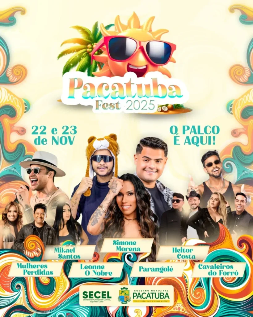 Pacatuba divulga atrações do Pacatuba Fest 2025, marcado para 22 e 23 de novembro