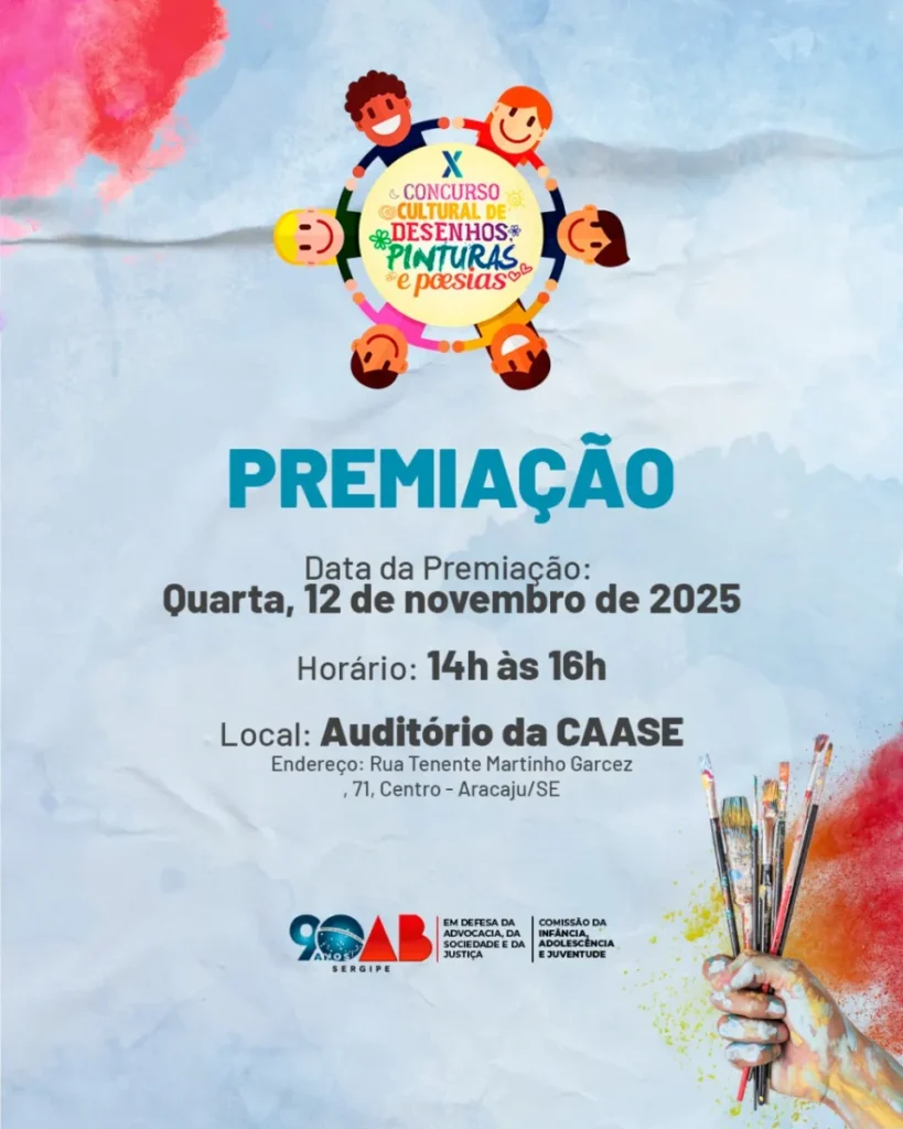 OAB/SE anuncia vencedores do 10º Concurso Cultural de Desenho, Pintura e Poesia