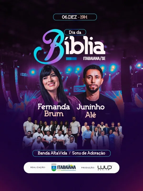Prefeitura de Itabaiana anuncia festa pelo Dia da Bíblia com shows de música gospel