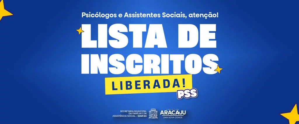 Semfas publica lista de inscritos em processo- seletivo para psicólogos e assistentes sociais em Aracaju