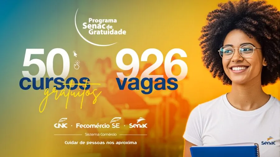 Senac Sergipe abre inscrições para 926 vagas em 50 cursos gratuitos; prazo vai até 30 de novembro