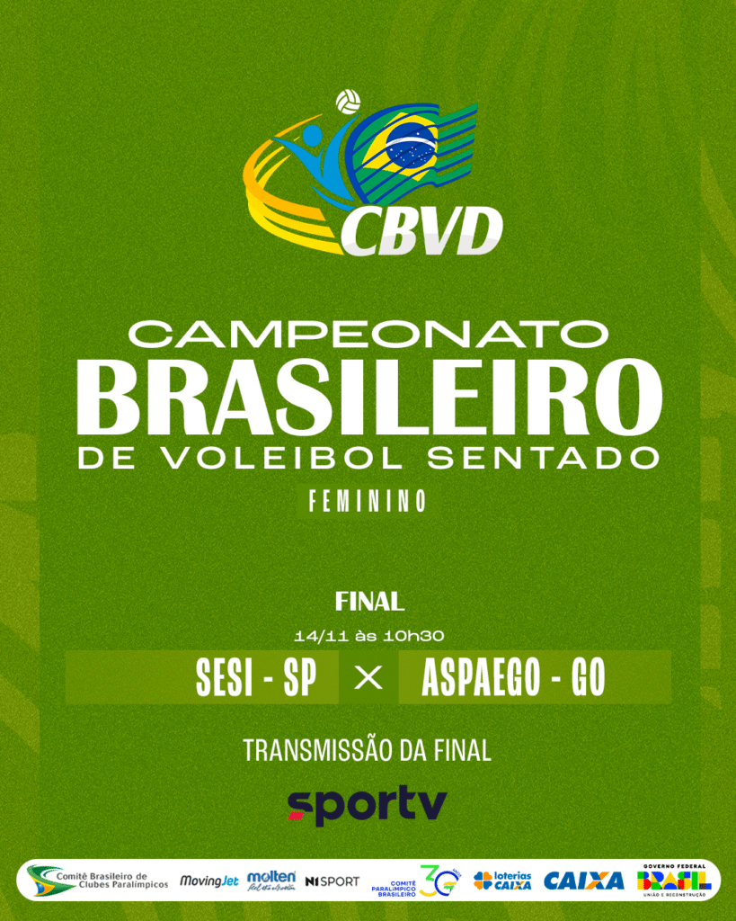 Sesi e Aspaego disputam a final do Campeonato Brasileiro de Vôlei Sentado Feminino nesta sexta-feira