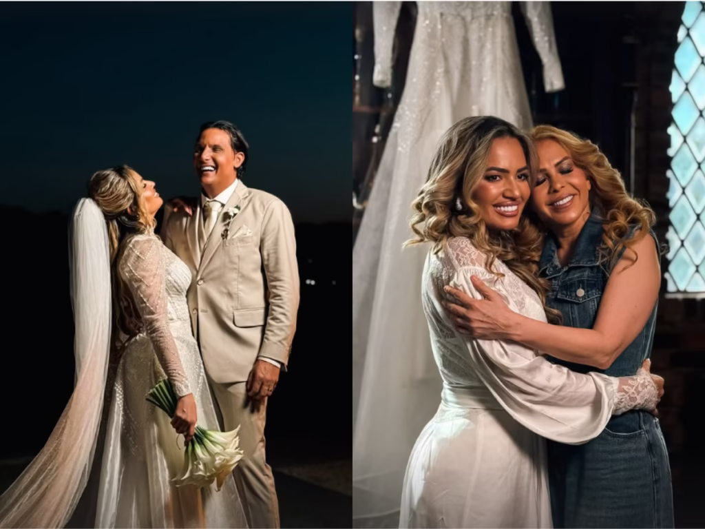 A polêmica look da mãe da noiva no casamento de Natália Sarraff filha de Joelma