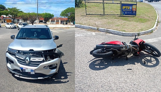 Motociclista fica ferido em colisão com carro na SE-065, em São Cristóvão