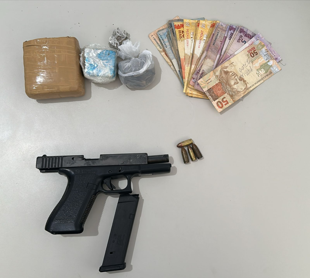 Polícias localizam suspeito por tráfico e apreende pistola 9mm e droga em Ribeirópolis
