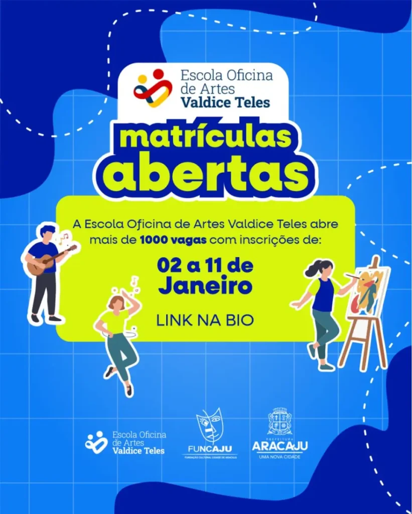 Escola Valdice Teles disponibiliza mais de mil vagas em oficinas artísticas; inscrições seguem até 11 de janeiro