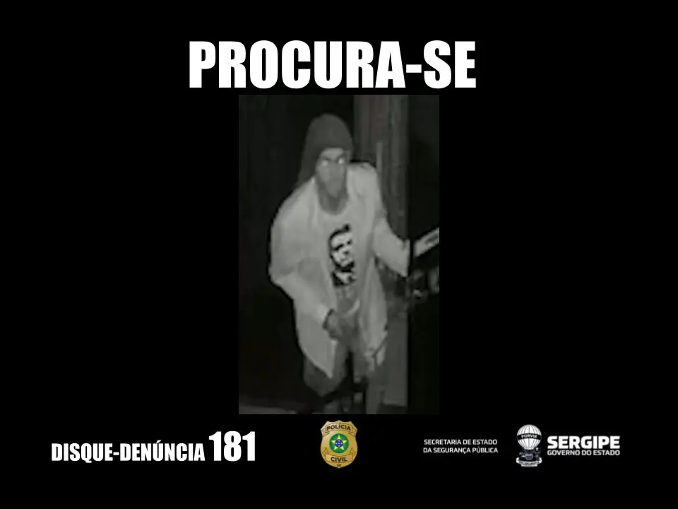 Polícia Civil divulga imagens de suspeito de furtar estúdio de treinamento em Aracaju