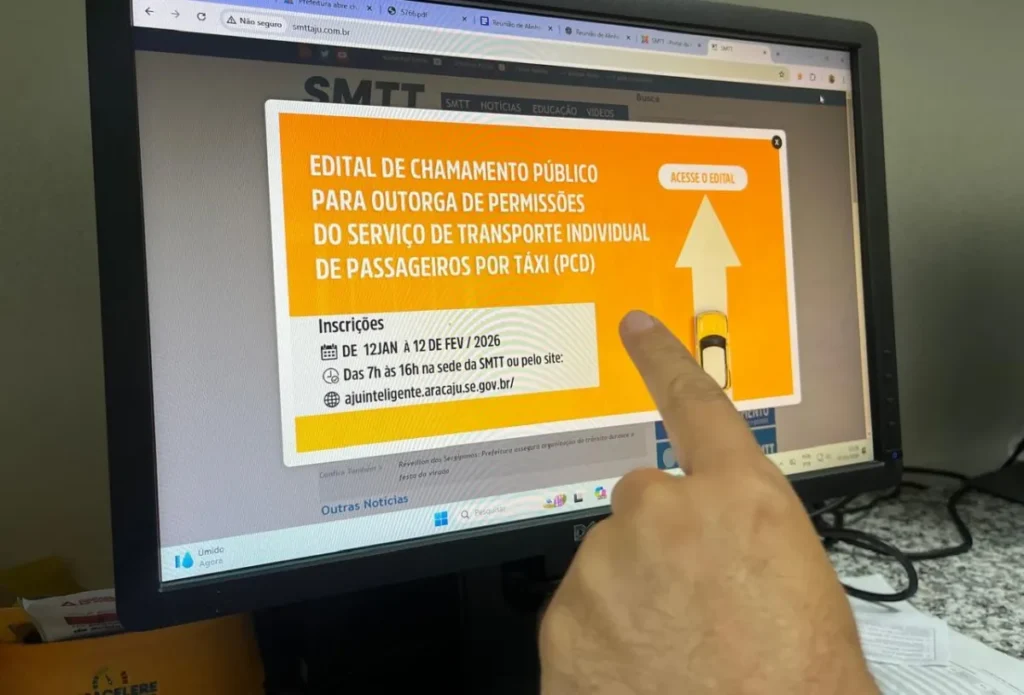 Aracaju abre seleção para 104 novas permissões de táxi, com vagas reservadas a veículos acessíveis