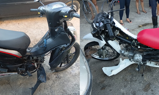 Colisão entre motocicleta e ciclomotor deixa dois feridos na Rodovia dos Náufragos