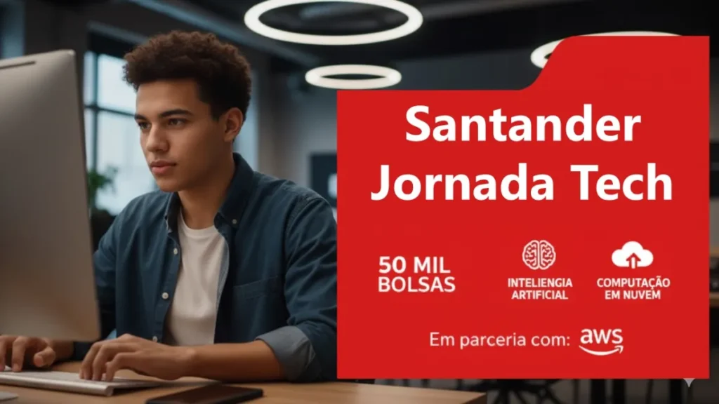 Santander e AWS oferecem 50 mil bolsas gratuitas em computação em nuvem e IA generativa
