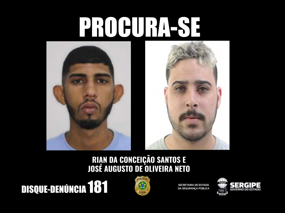 Polícia Civil divulga fotos de dois suspeitos de homicídio em Itabaianinha
