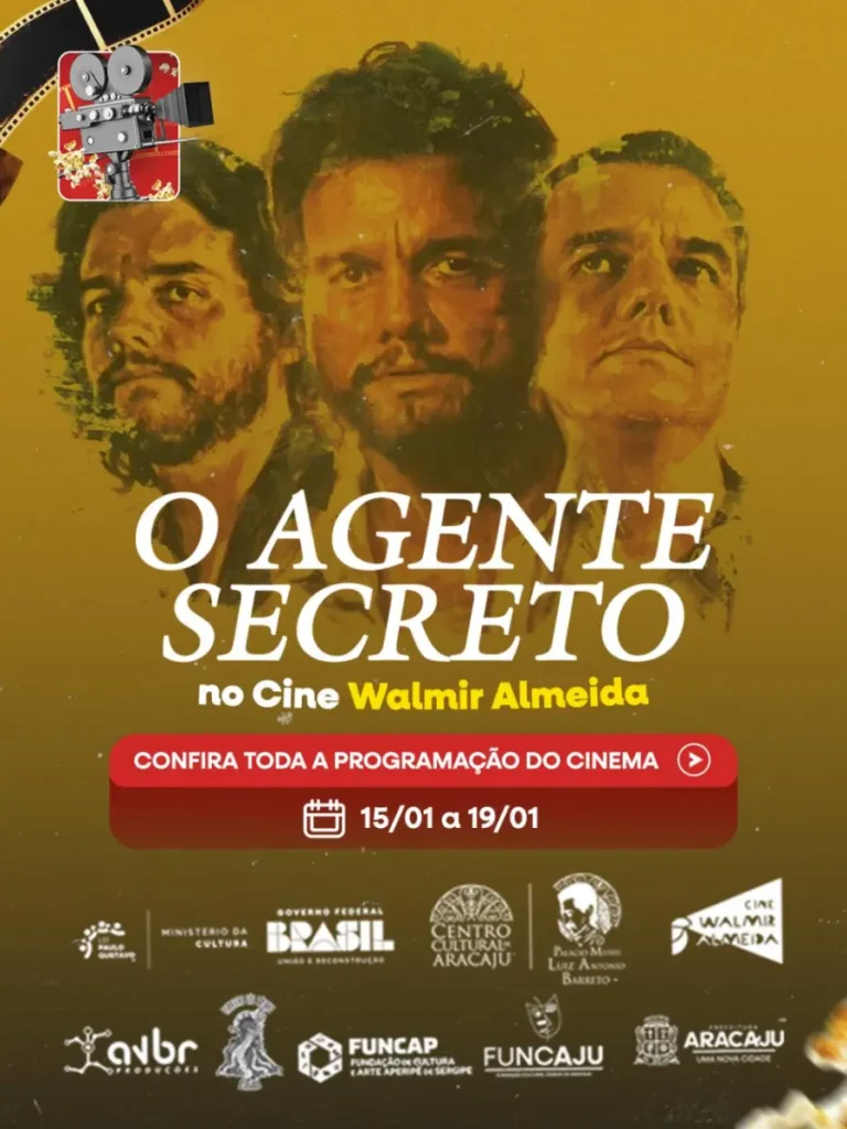 Cine Walmir Almeida divulga programação de 15 a 19 de janeiro com sessões especiais de “O Agente Secreto”