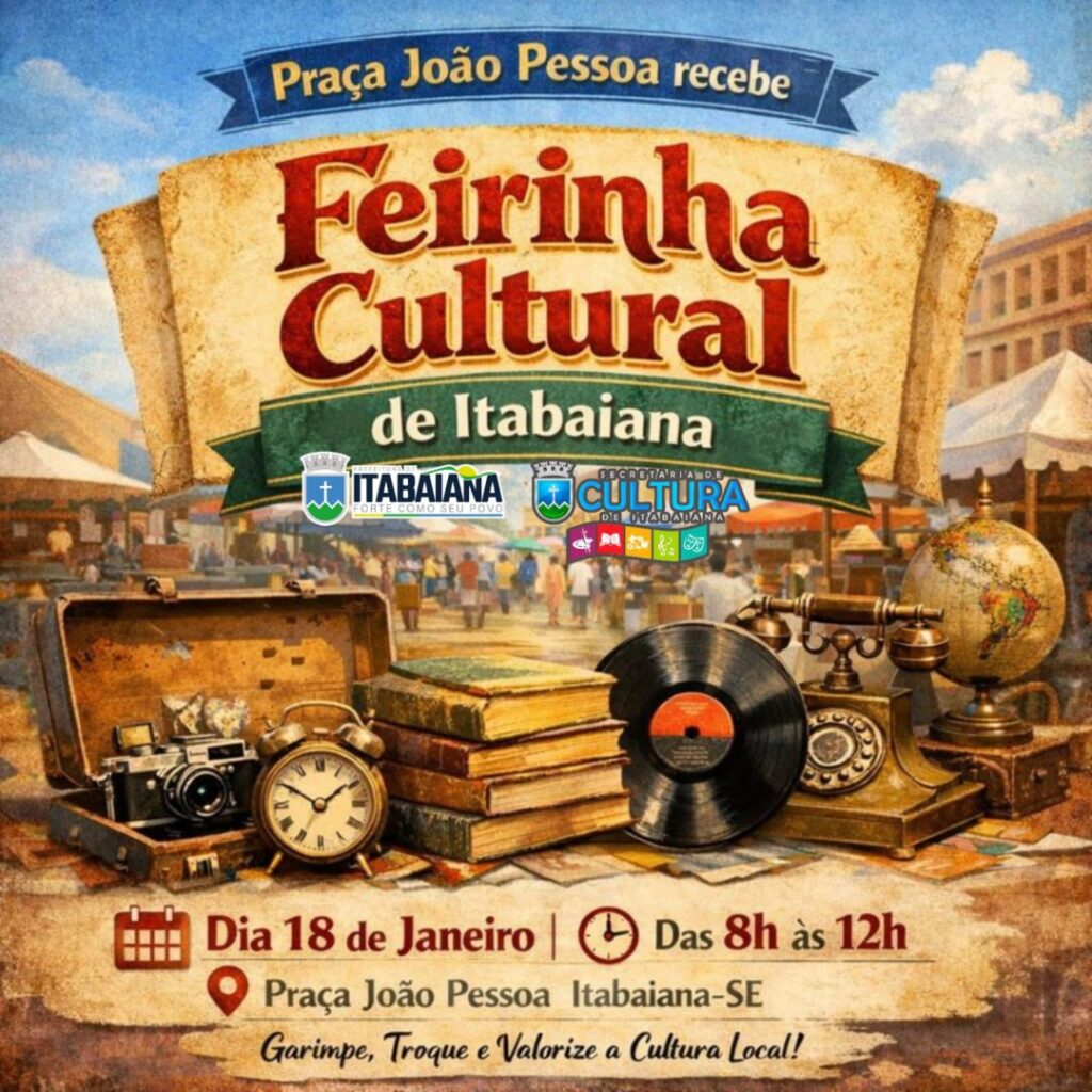 Feirinha Cultural será realizada neste domingo, 18, na Praça João Pessoa em Itabaiana