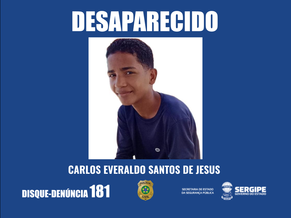 Polícia Civil pede apoio para encontrar adolescente desaparecido em Aracaju