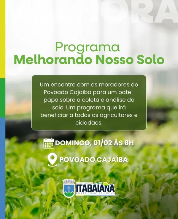 Itabaiana lança programa “Melhorando nosso solo” neste domingo em Cajaíba