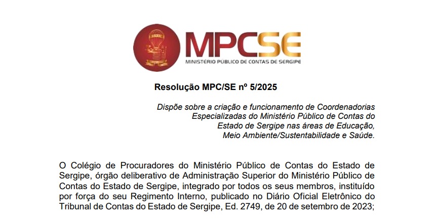 MPC-SE cria coordenadorias especializadas para fortalecer fiscalização em educação, saúde e meio ambiente