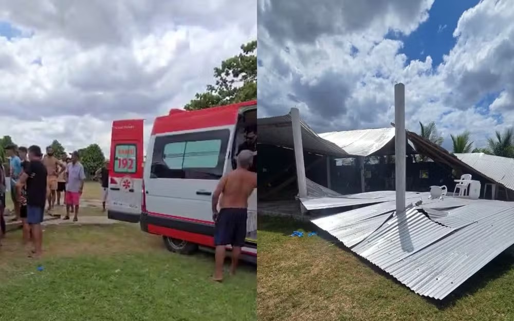 Ventania derruba telhado de balneário e deixa feridos em Campo do Brito