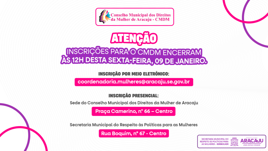 SerMulher destaca que inscrições para o CMDM encerram ao meio-dia desta sexta-feira (9)