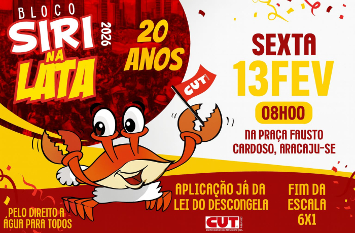 CUT-SE confirma 20ª edição do bloco Siri na Lata para a sexta-feira de Carnaval