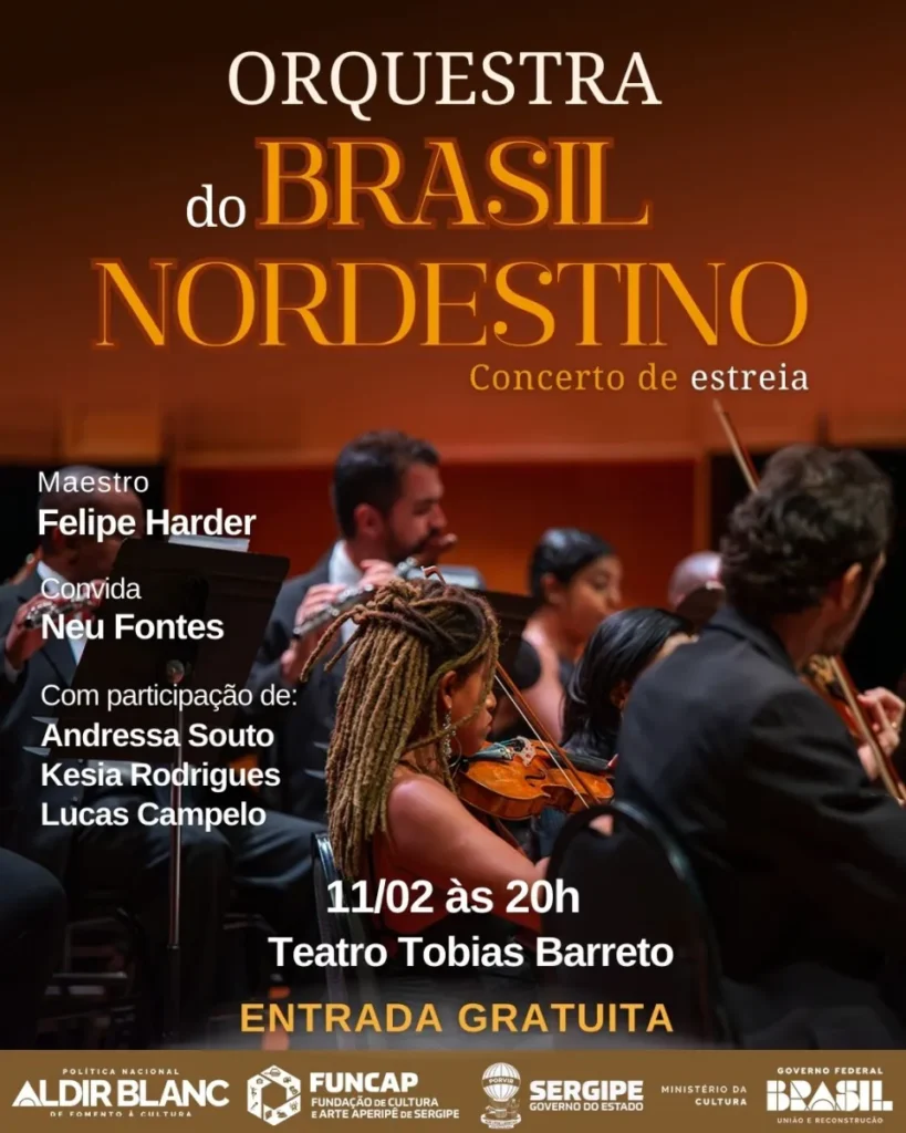 Orquestra do Brasil Nordestino faz estreia gratuita no Teatro Tobias Barreto