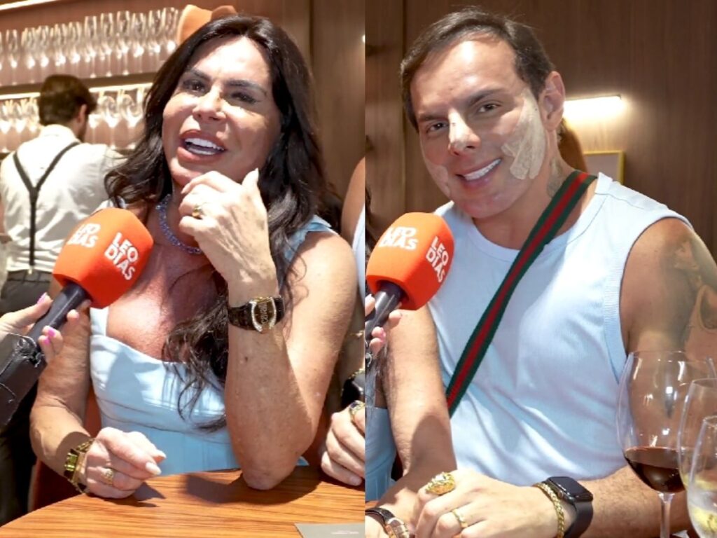 Gretchen fala sobre procedimentos estéticos e recebe elogios do marido na inauguração de clínica