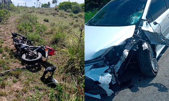 Homem morre em colisão entre carro e motocicleta na SE-204, em Brejo Grande