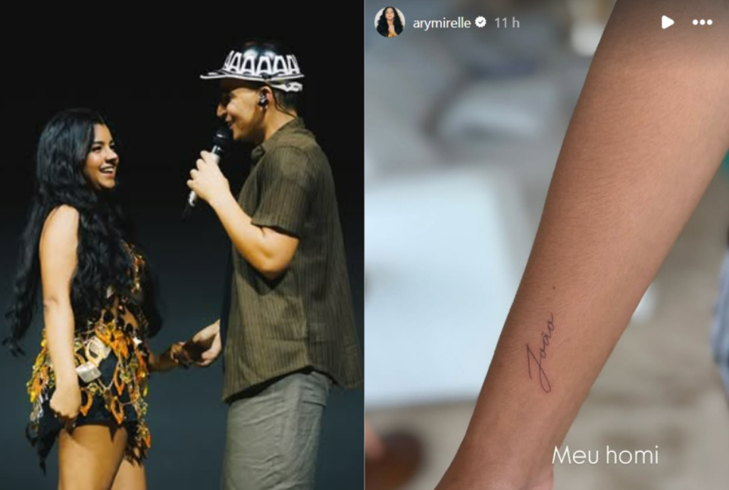 Ary Mirelle tatua nomes e rostos dos filhos e grava nome de João Gomes no braço