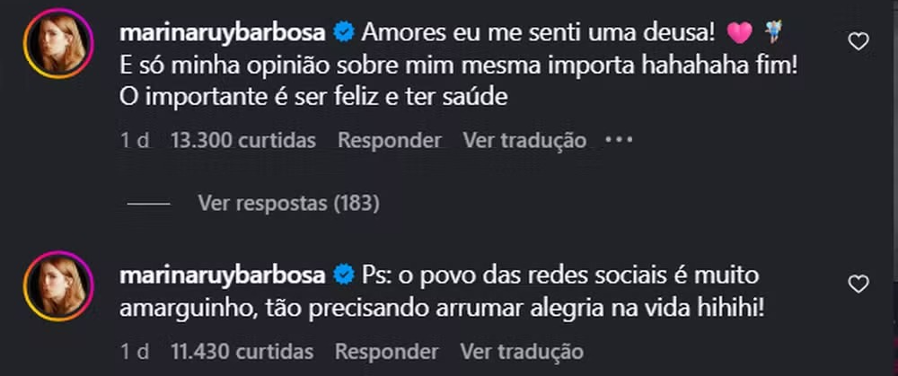 Marina Ruy Barbosa rebate críticas ao visual no Carnaval: “O importante é ser feliz”