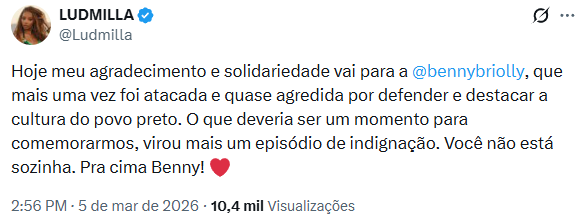 Ludmilla se pronuncia após confusão em sessão que aprovou título de cidadã niteroiense