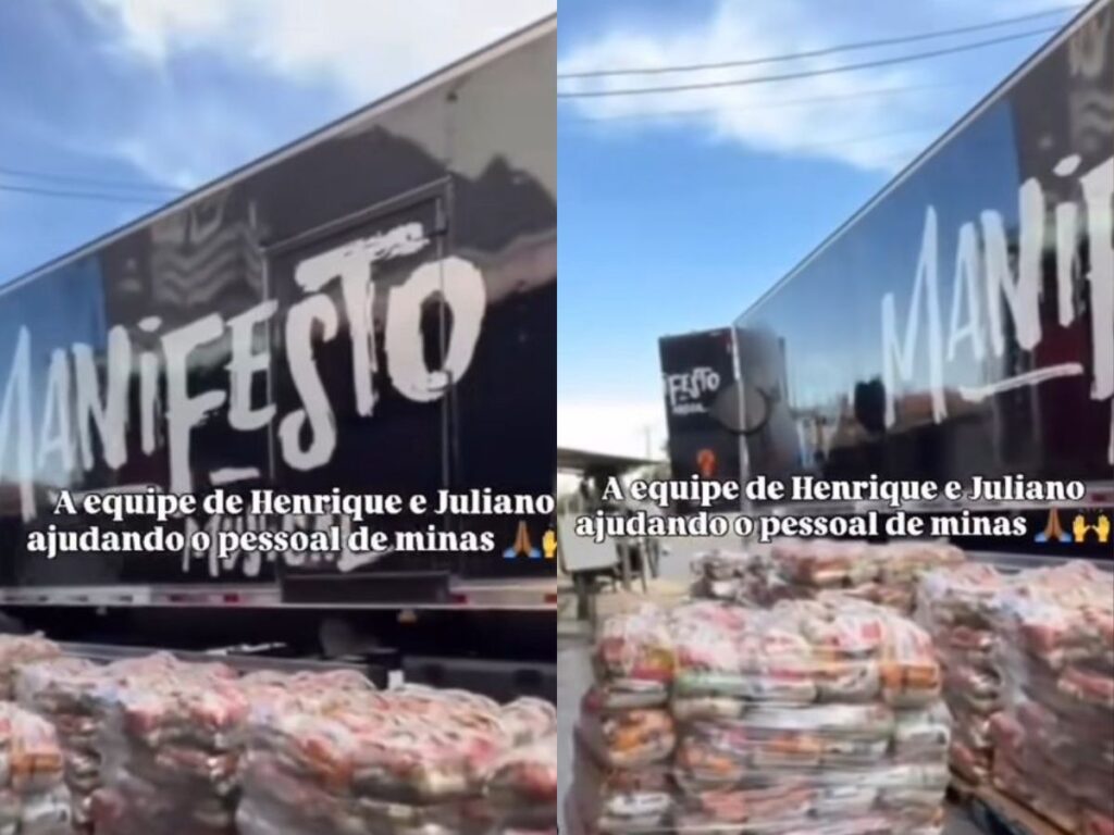 Henrique e Juliano enviam carreta com doações de alimentos para Minas Gerais