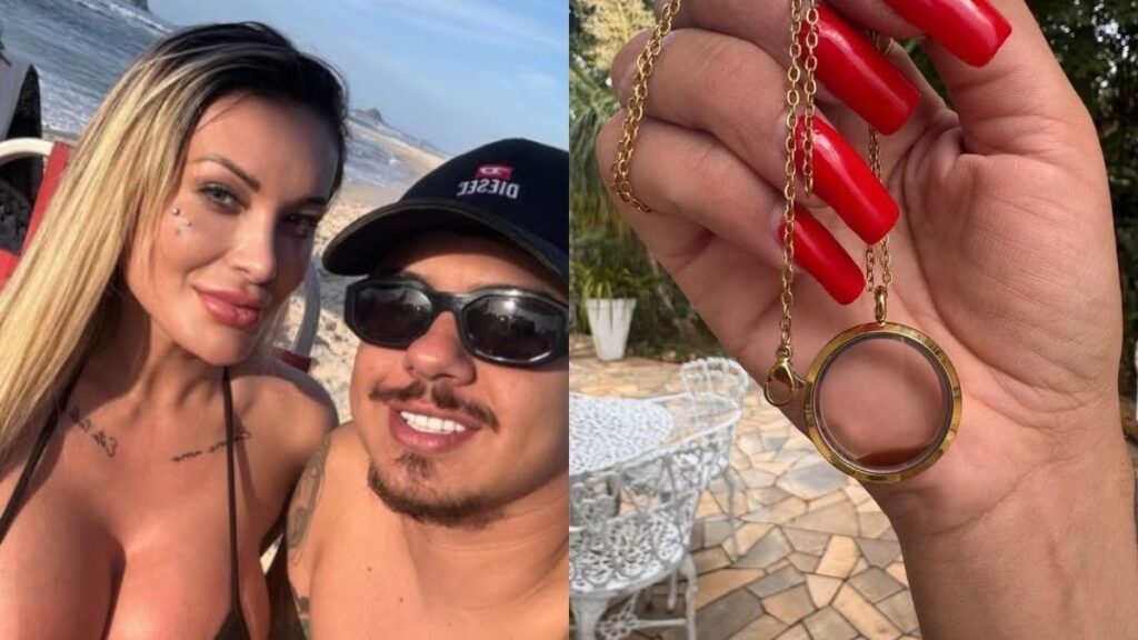 Andressa Urach presenteia marido com colar feito de sangue menstrual