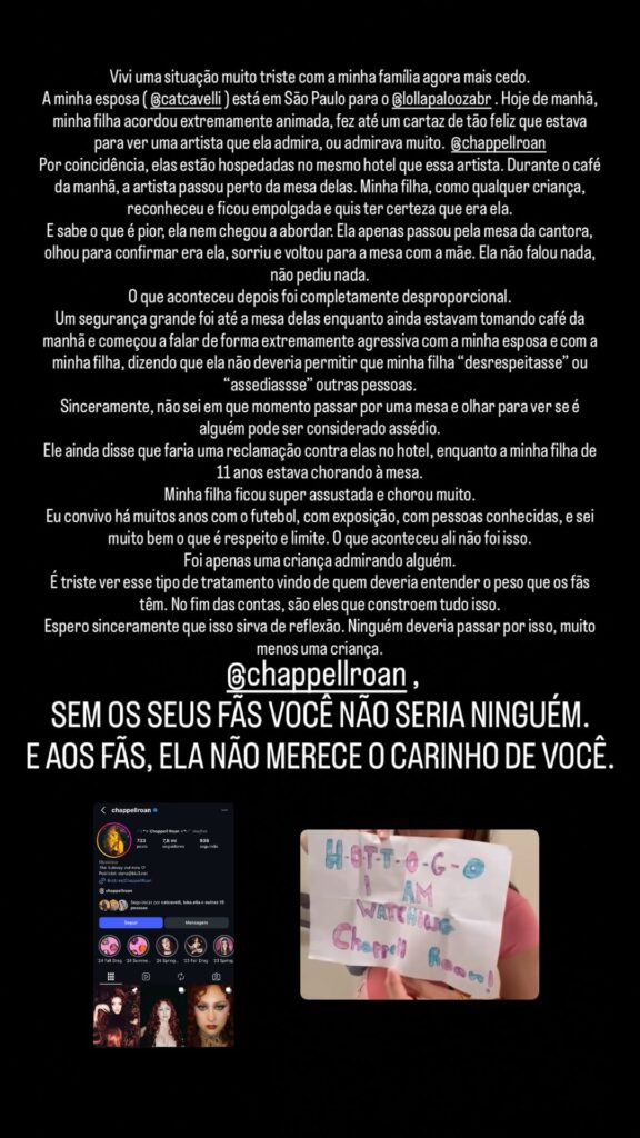 Jorginho critica abordagem de segurança a Chappell Roan em hotel de São Paulo