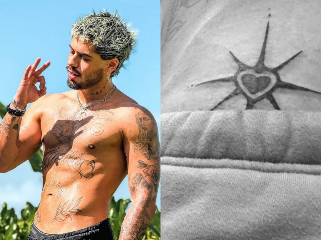 Zé Felipe mostra nova tatuagem próxima à virilha em postagem nas redes