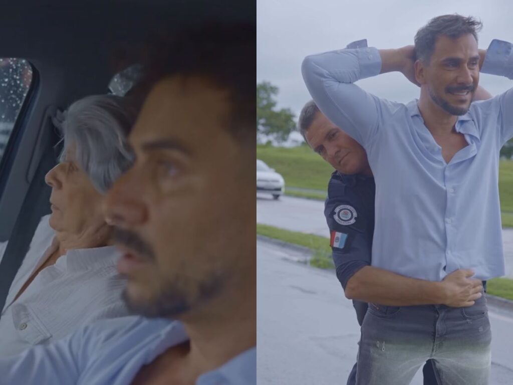 Júlio Rocha é abordado pela Guarda Municipal durante gravação de cena de assalto em Indaiatuba