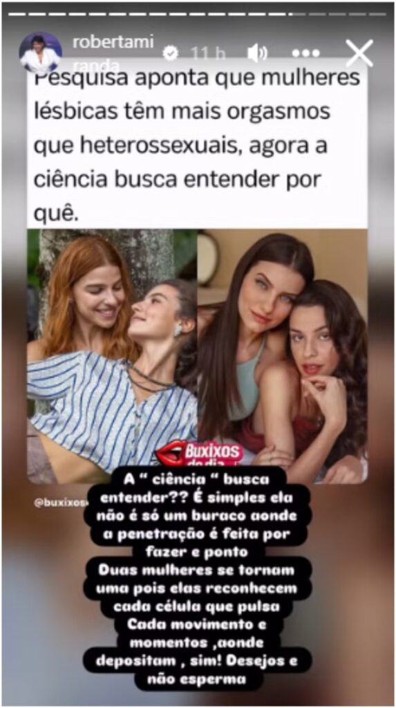 Roberta Miranda comenta pesquisa sobre prazer sexual entre mulheres