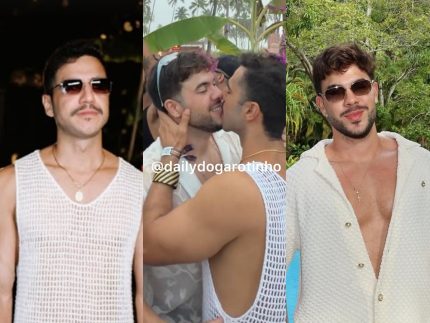 Álvaro Xaro e ex-BBB Matheus Lisboa se apresentam conhecendo-se após beijo público em Alagoas