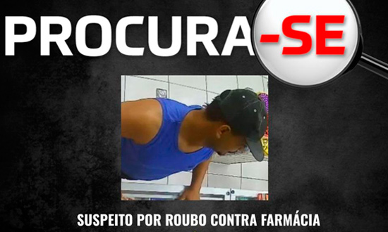 Polícia Civil divulga imagem do suspeito de roubo a farmácia em Nossa Senhora do Socorro