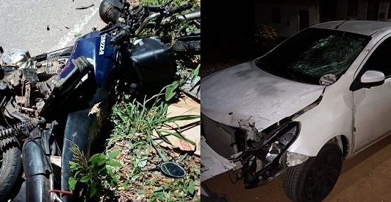 Motociclista fica ferido após colisão frontal com carro em Porto da Folha