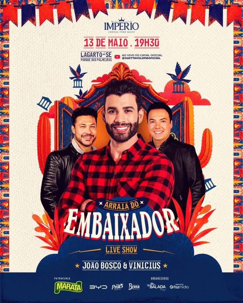 Gusttavo Lima confirma João Bosco & Vinícius no “Arraiá do Embaixador” em Sergipe