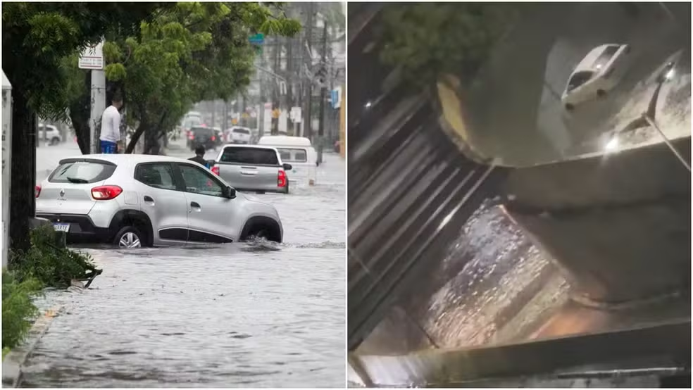 Caos em Fortaleza: Fortes chuvas inundam ruas e arrastam veículos